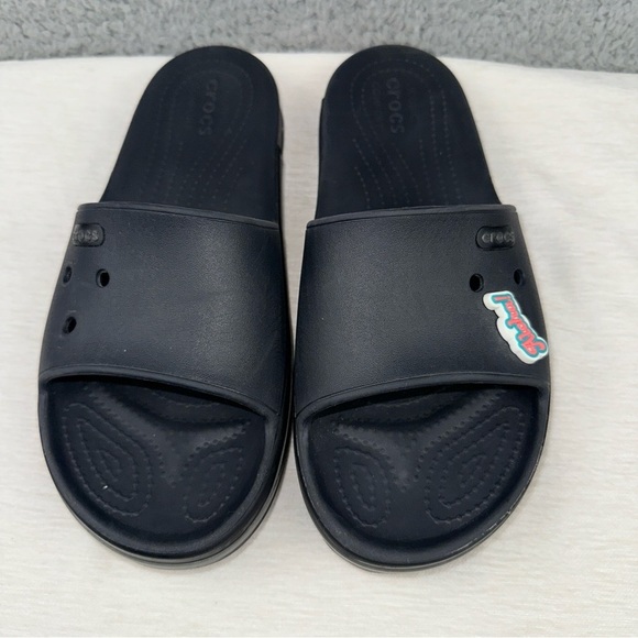 Crocs Shoes Mens 6 Womens 8 Black Iconic Comfort Slip On Slide Sandals - Picture 8 of 9